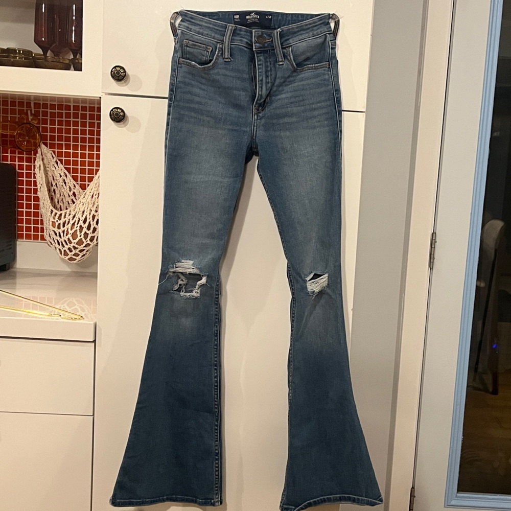 Hollister Distressed Blue Flared Jeans